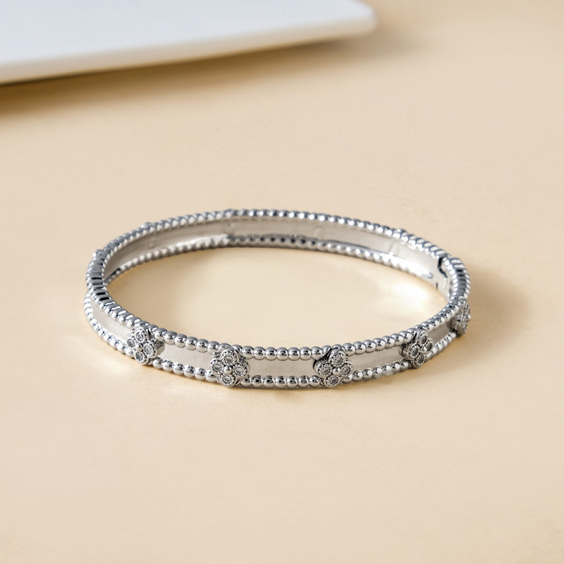 Silver Bloom Metal Bangle