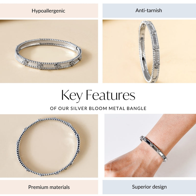 Silver Bloom Metal Bangle