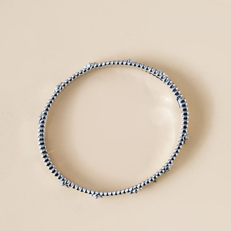 Silver Bloom Metal Bangle