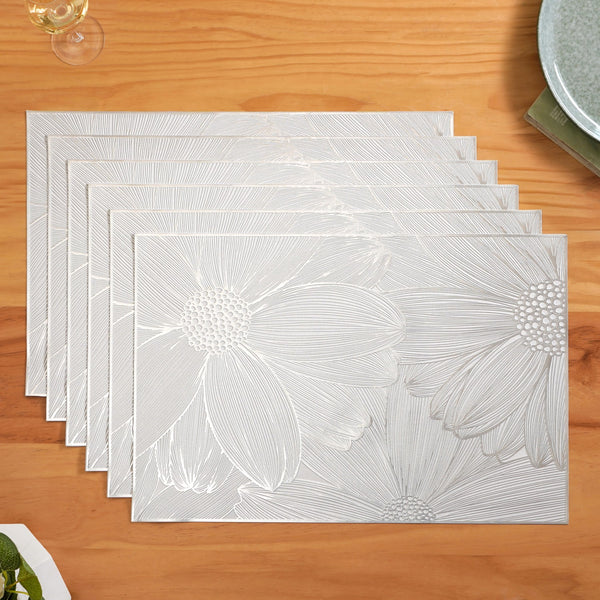 Blooming Flower Silver Table Mat Set Of 6