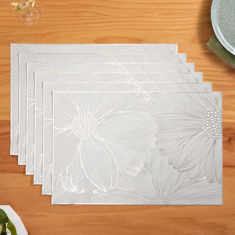 Silver Blooming Flower Table Mat Set Of 6