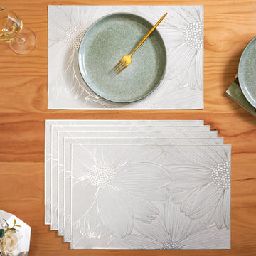 Silver Blooming Flower Table Mat Set Of 6