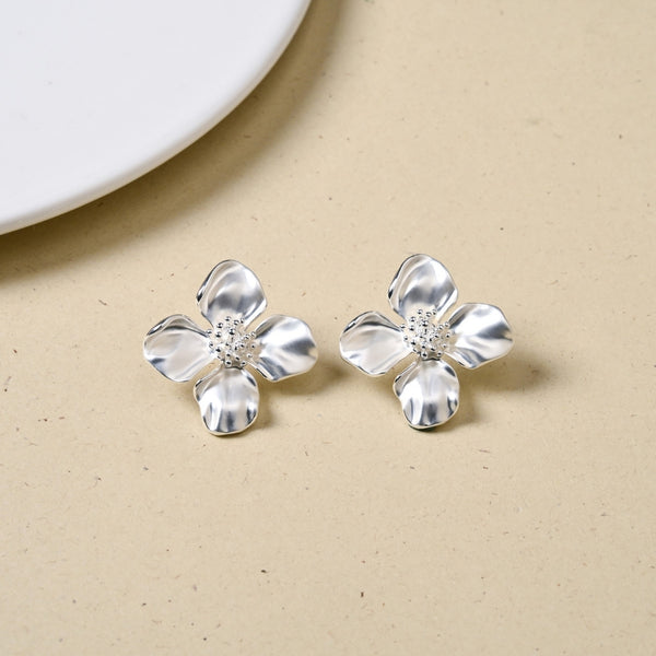 Silver Cornus Bloom Statement Earrings