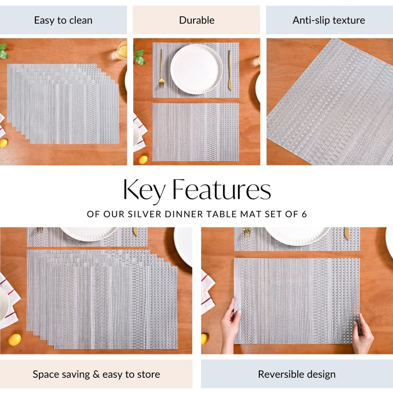 Silver Dinner Table Mat Set Of 6