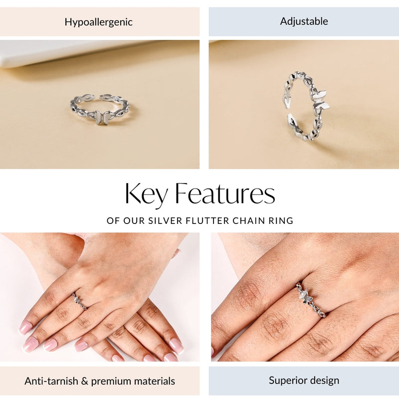 Silver Flutter Chain Ring