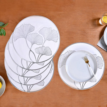 Silver Ginkgo Dining Table Mat Set Of 6