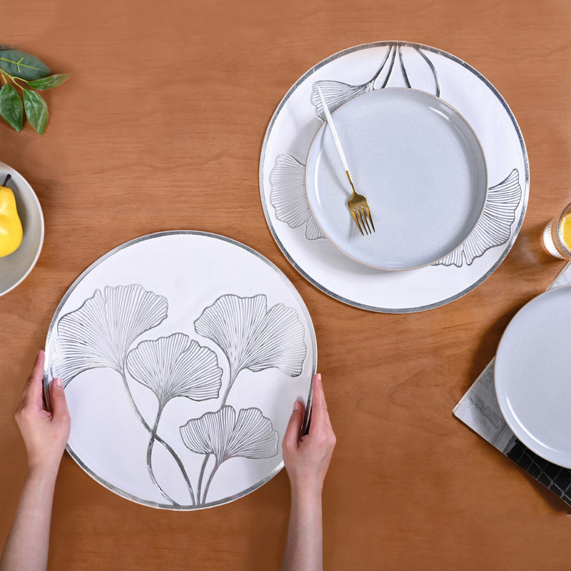 Silver Ginkgo Dining Table Mat Set Of 6