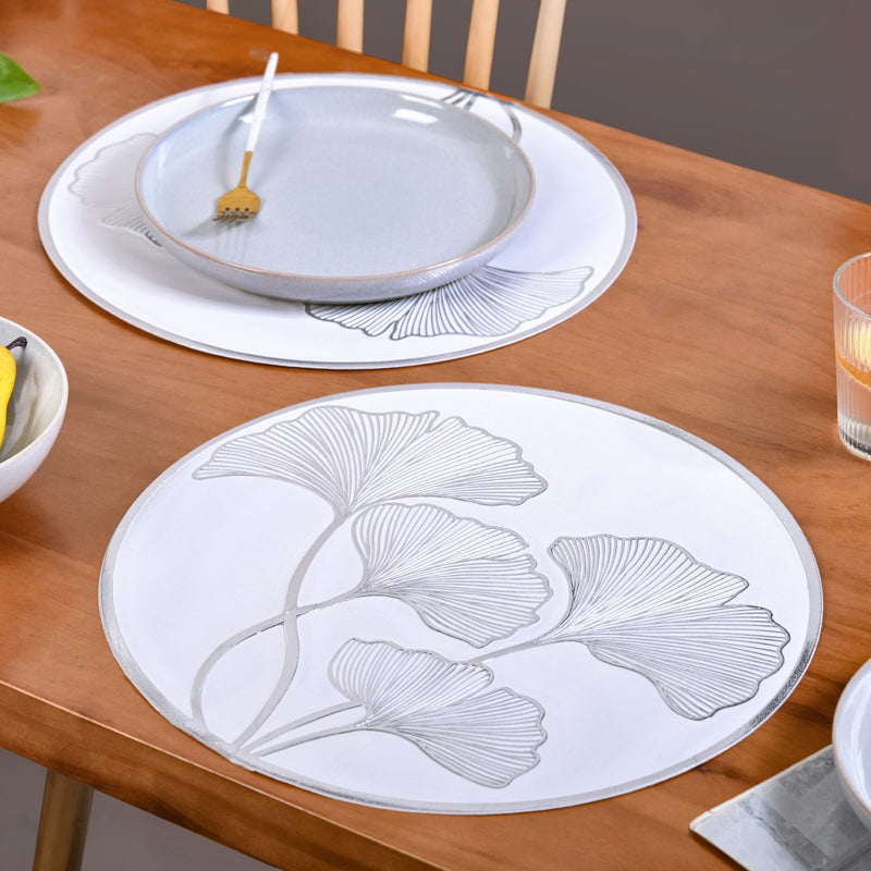 Silver Ginkgo Dining Table Mat Set Of 6