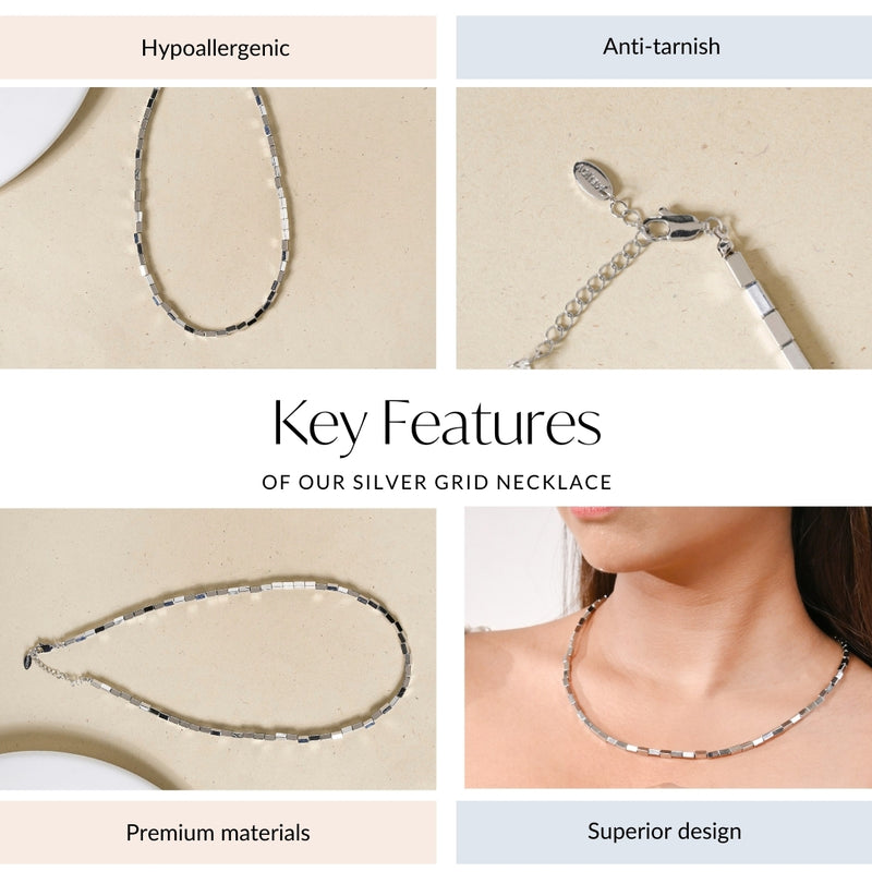 Silver Grid Necklace