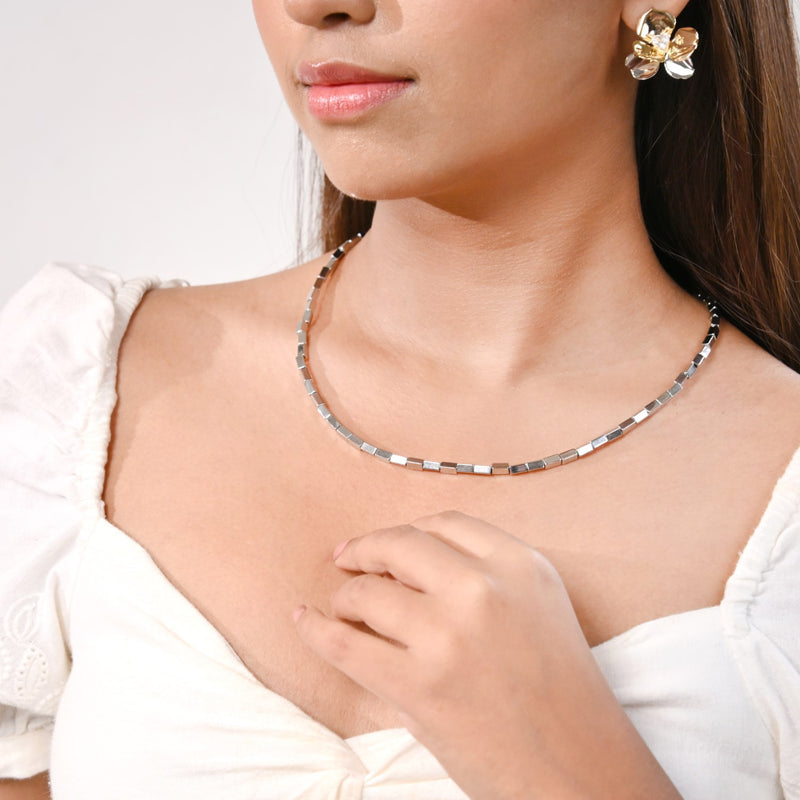 Silver Grid Necklace