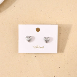 Silver Heart Textured Studs