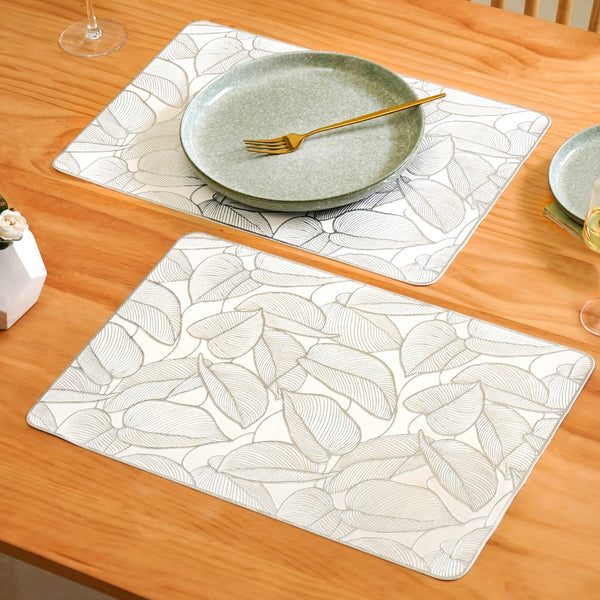 Silver Lining Leaves Dining Table Mat Set Of 6