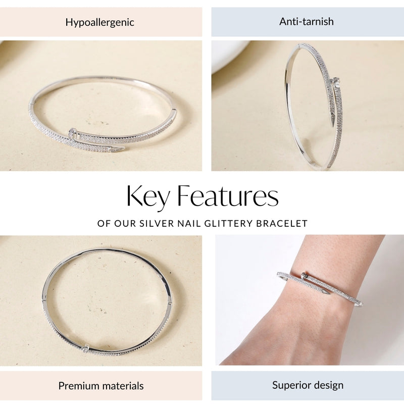 Silver Nail Glittery Bracelet