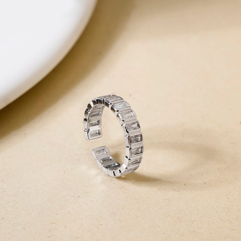 Silver Prism Geometric Ring