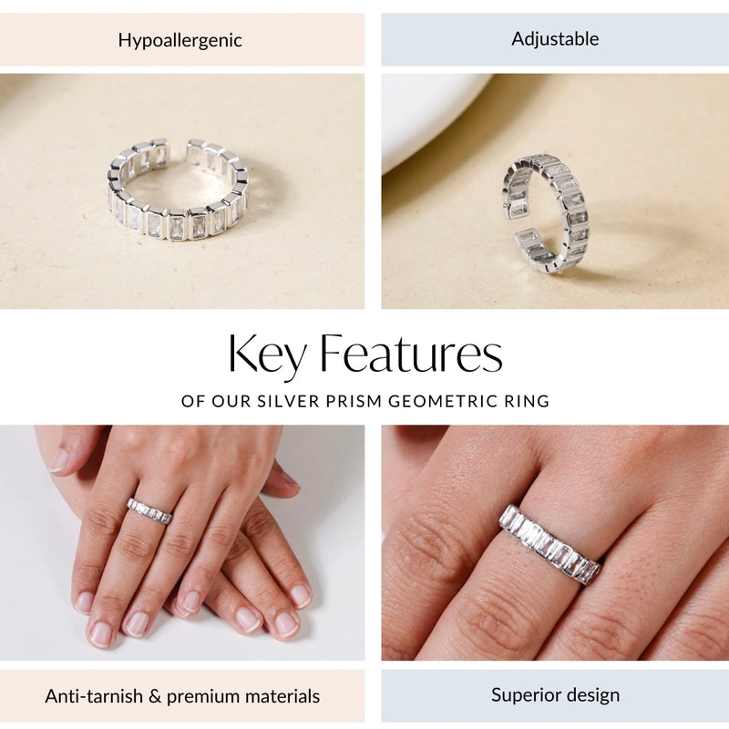 Silver Prism Geometric Ring