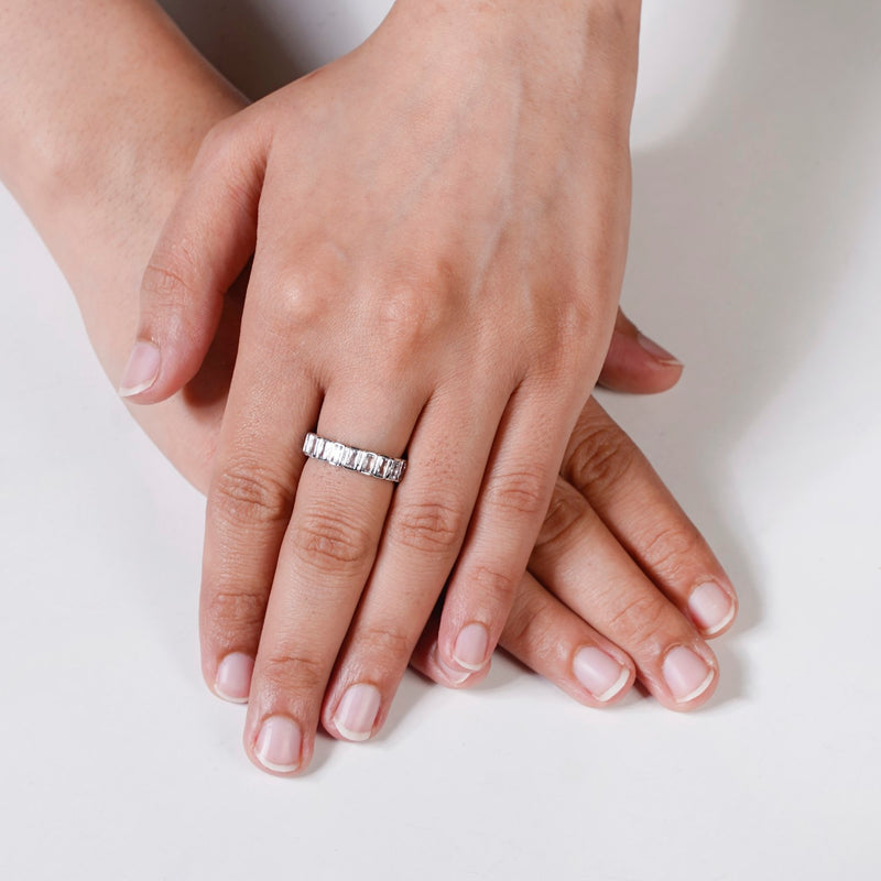 Silver Prism Geometric Ring