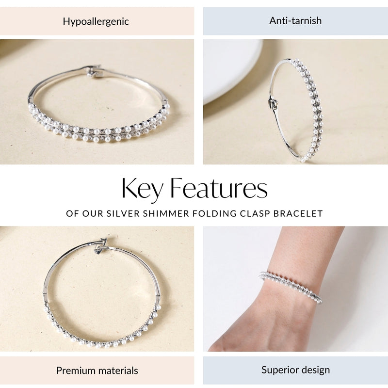 Silver Shimmer Folding Clasp Bracelet