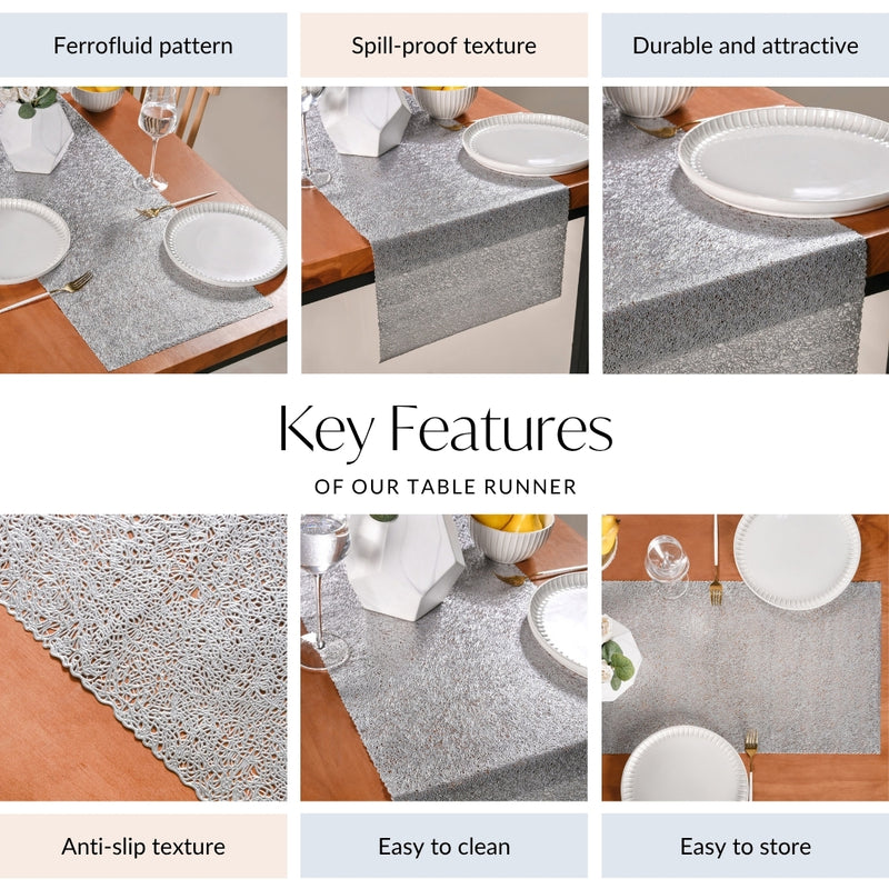 Silver Shine Lining Table Runner 72x15 Inch