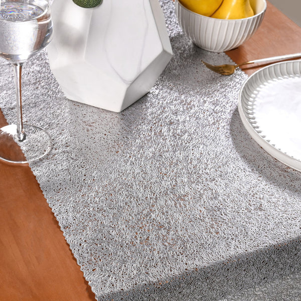 Shiny Lines Silver Table Runner 183x37cm