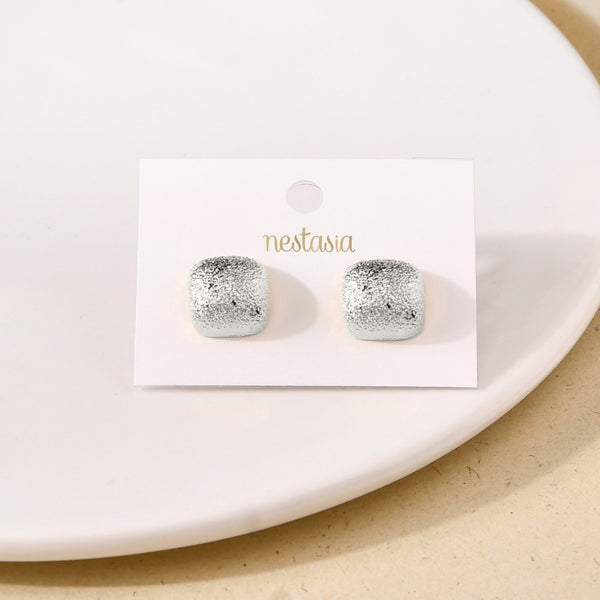 Silver Square Fold Studs