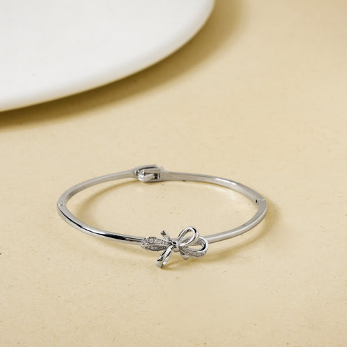 Silver Stone Studded Bow Bracelet
