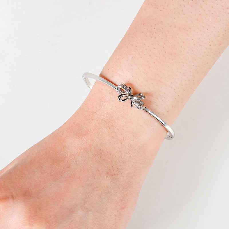 Silver Stone Studded Bow Bracelet