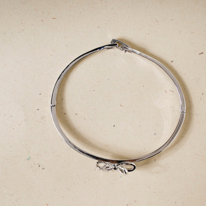 Silver Stone Studded Bow Bracelet