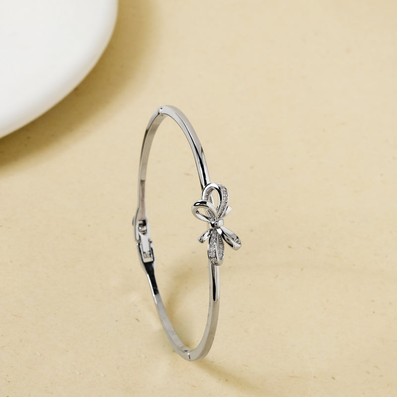 Silver Stone Studded Bow Bracelet