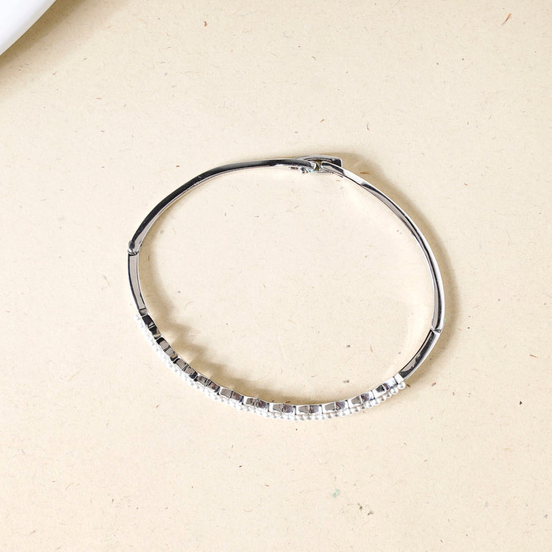 Silver Zigzag Pearl Bracelet