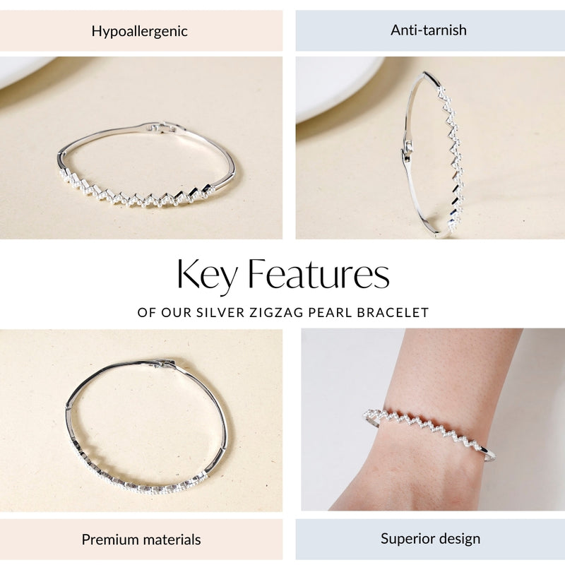 Silver Zigzag Pearl Bracelet