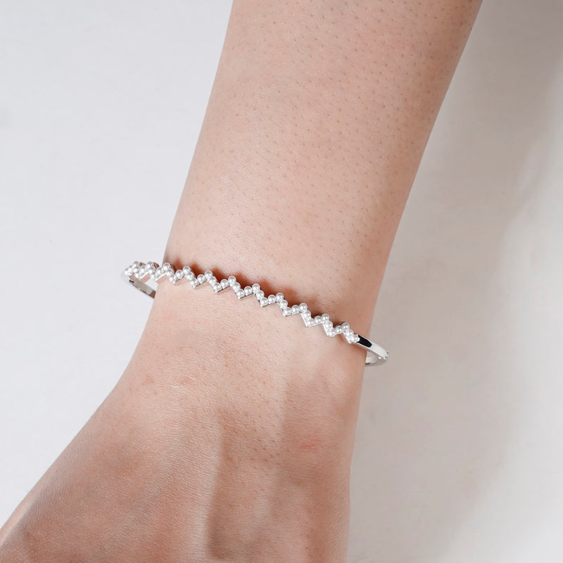 Silver Zigzag Pearl Bracelet