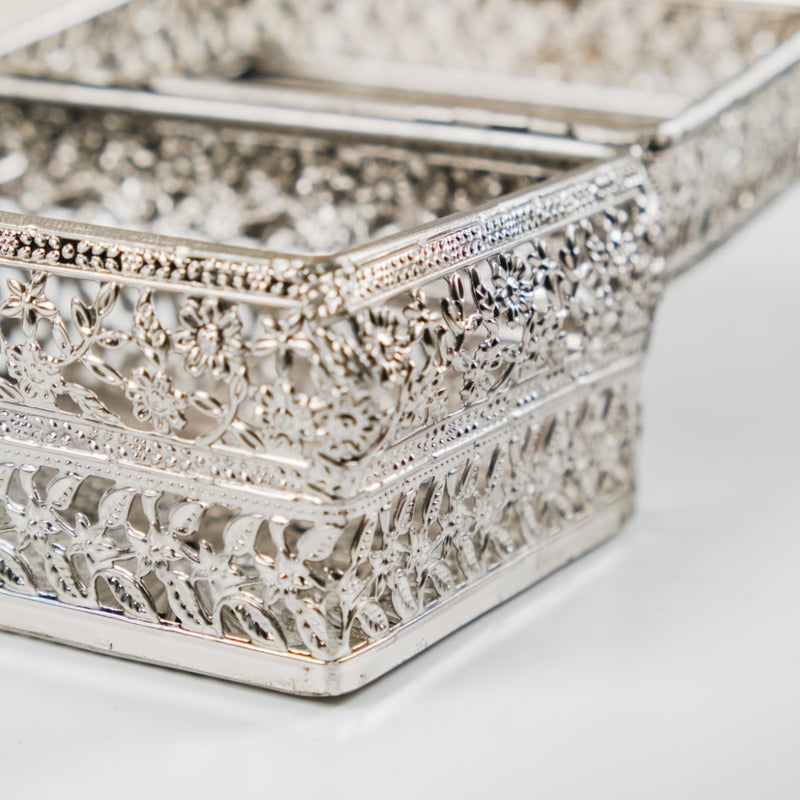 Antique Metal Gift Box Silver Set Of 2- Jewellery box, trinket box, silver box, decorative box, metal box, jewellery organiser