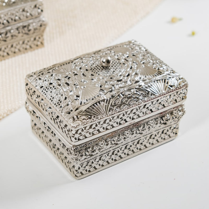 Antique Metal Gift Box Silver Set Of 2- Jewellery box, trinket box, silver box, decorative box, metal box, jewellery organiser