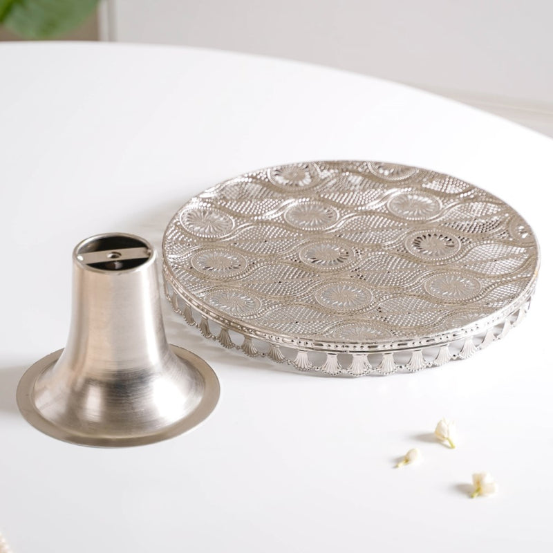 Filigree Metal Cake Stand Silver