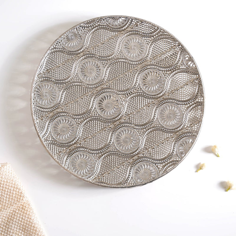 Filigree Metal Cake Stand Silver