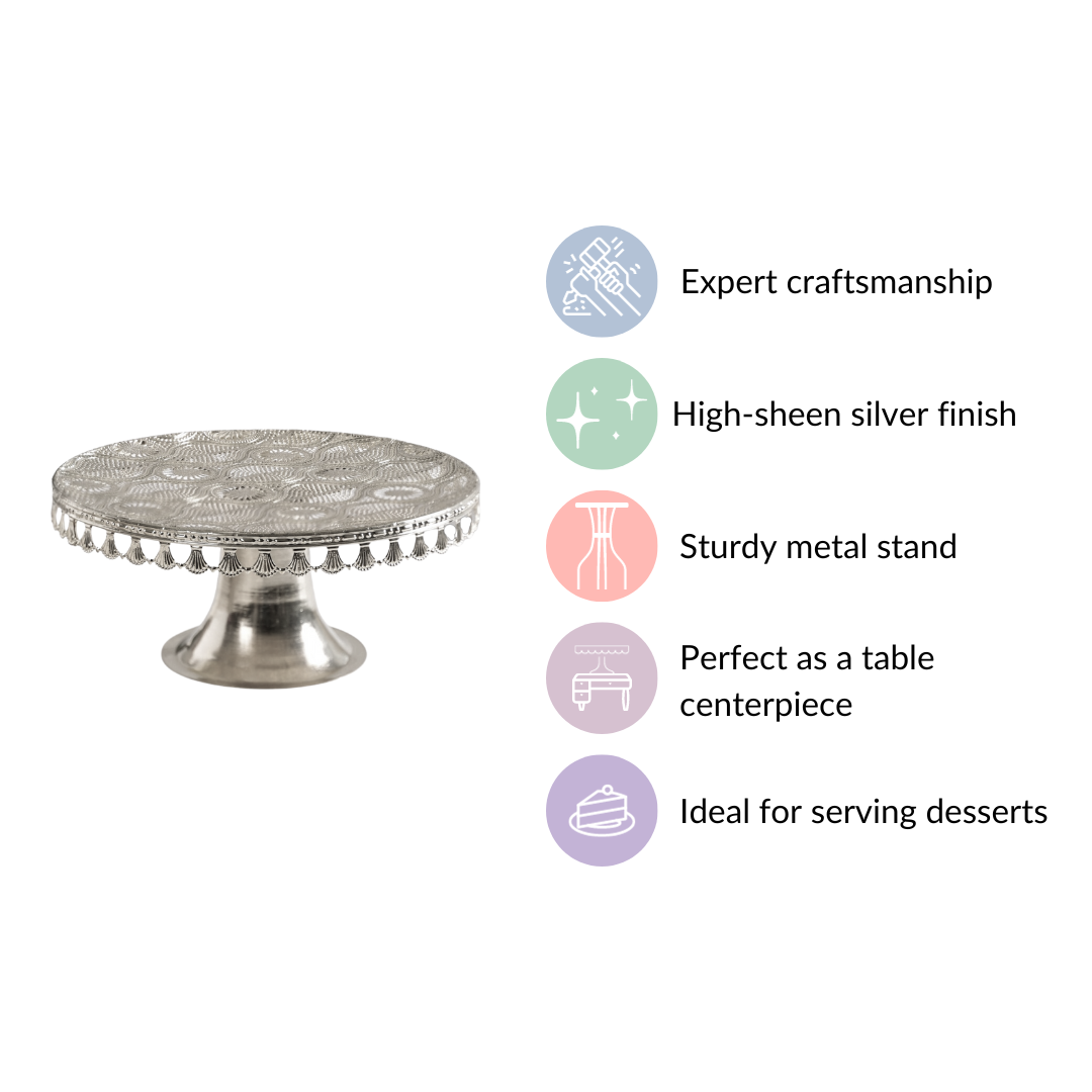 3-Piece Glass Top Crystal Cake Stand Set - Silver – Saturnscollections