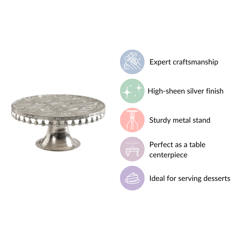 Filigree Metal Cake Stand Silver