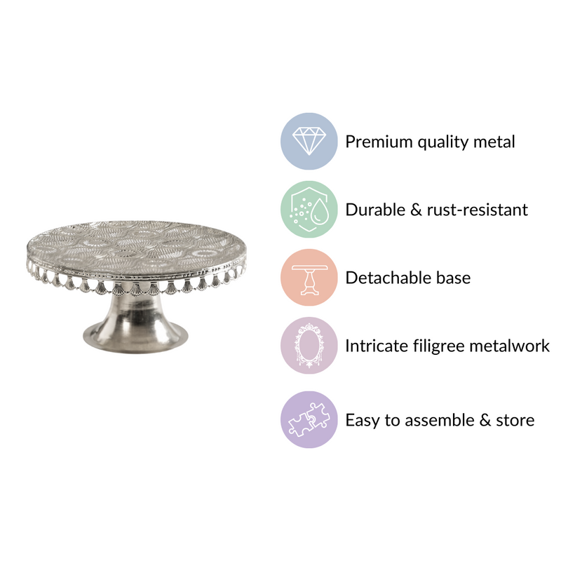 Filigree Metal Cake Stand Silver