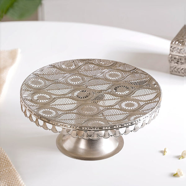 Filigree Metal Cake Stand Silver