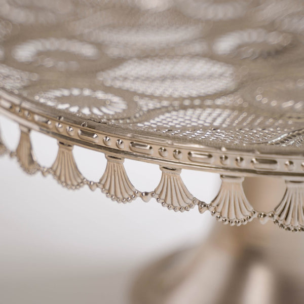 Filigree Metal Cake Stand Silver