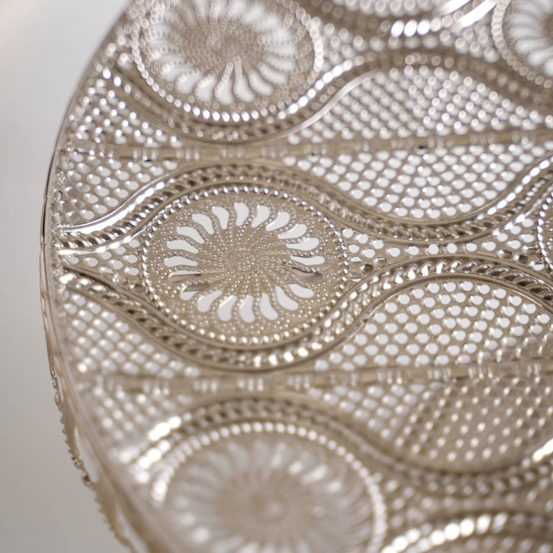Filigree Metal Cake Stand Silver