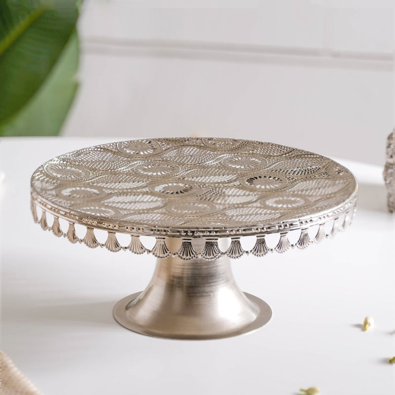 Filigree Metal Cake Stand Silver