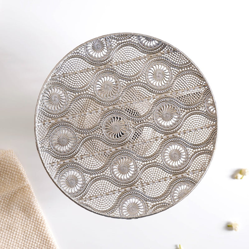 Filigree Metal Cake Stand Silver