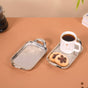 Set Of 2 Festive Silver Tray With Handles