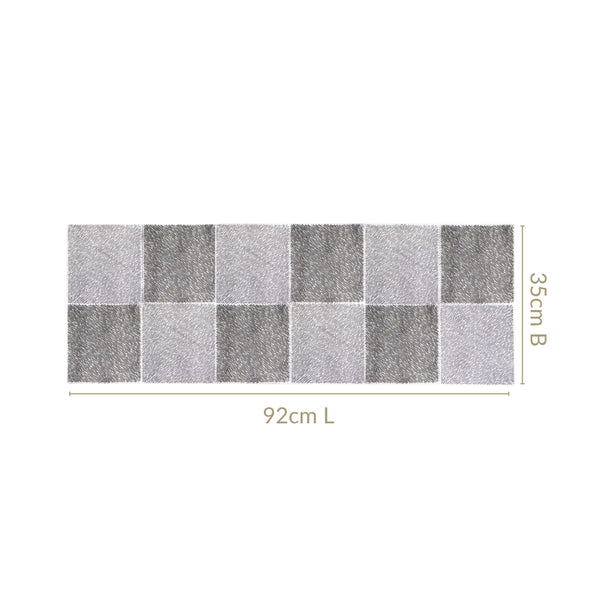Grid Dining Table Runner Silver Grey 92x35cm