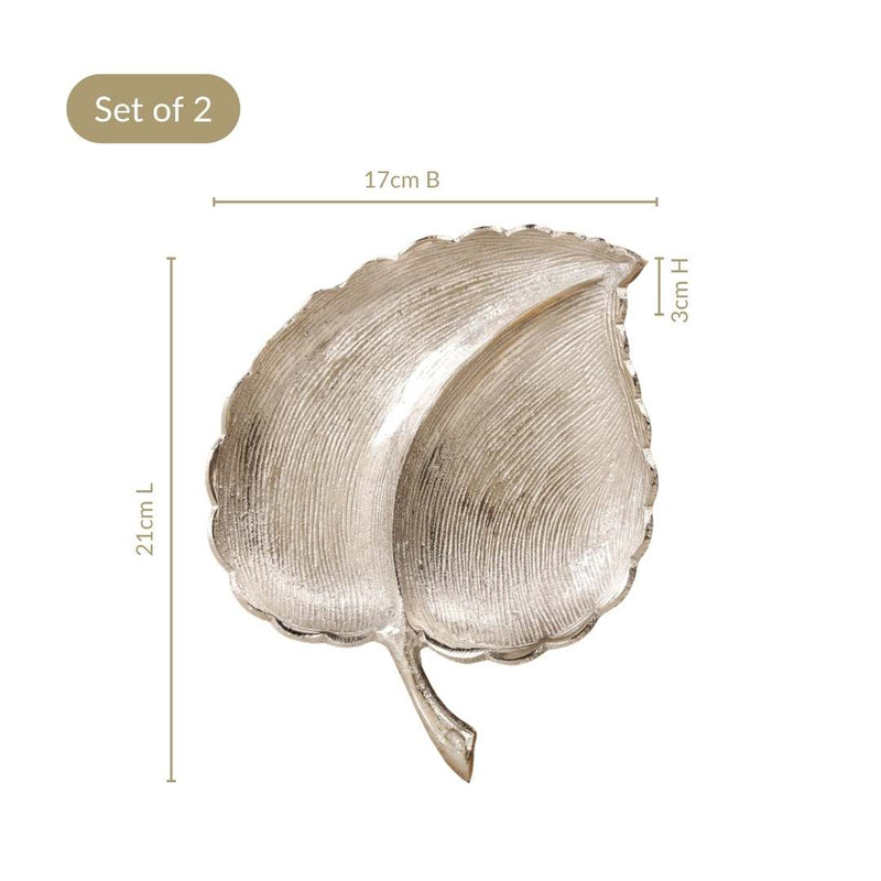 Silver Leaf Platter Set Of 2