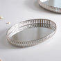 Set Of 3 Oval Metal Tray Silver