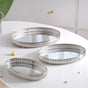 Set Of 3 Oval Metal Tray Silver