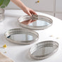 Set Of 3 Oval Metal Tray Silver