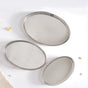 Set Of 3 Oval Metal Tray Silver